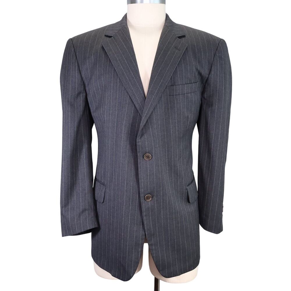 Brooks Brothers Sport Coat Mens 46R Gray Pinstripe Wool Jacket Blazer Preppy